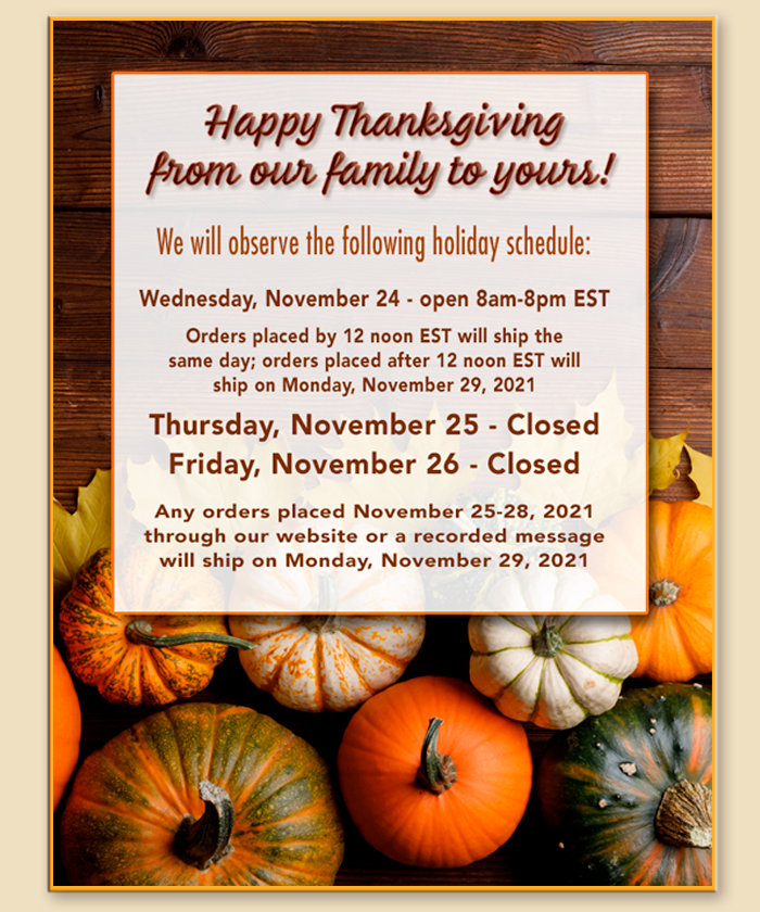Thanksgiving 2021 Schedule